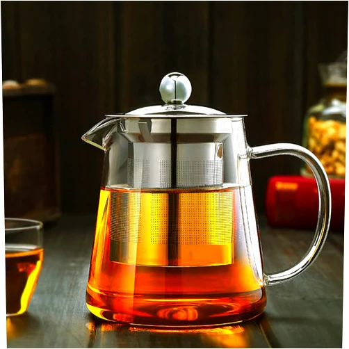 XINHUISHQZ Glass Teapot with Removable Stainless Steel Infuser, Borosilicate Glass Tea Pot with Strainer,for Blooming Tea & Loose Leaf Tea, Microwave & Stovetop Safe (33OZ)