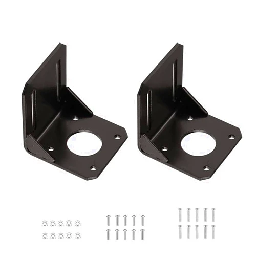 HIKUDIY Nema17 Stepper Motor Mounting Bracket Alloy Steel L-Shape Fixed Seat for 42mm Stepper Motor with Screws and Nuts, 2PCS