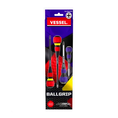 VESSEL BALL GRIP JIS Screwdriver 4PCS. Set