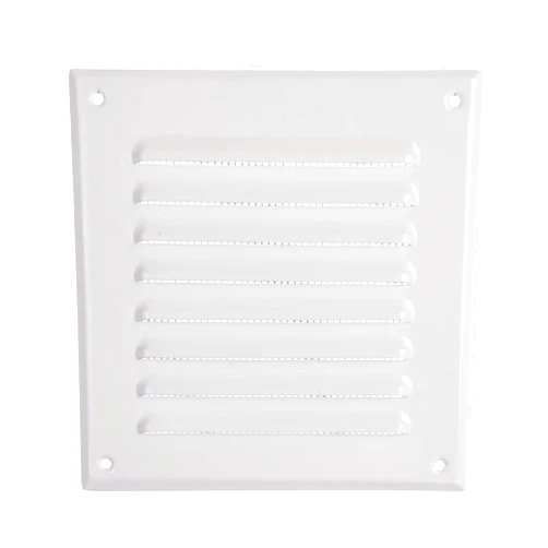 Vent Systems 5 x 5 Inch (Inner) White Vent Cover - Square Metal HVAC Return Air Grille with Mesh Screen - Register Wall Vent Duct Grill - Outdoor, Indoor, Crawlspace Exhaust Ventilation