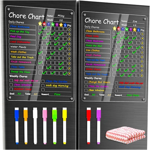 STOMDE Acrylic Magnetic Chore Chart for Kid, 12