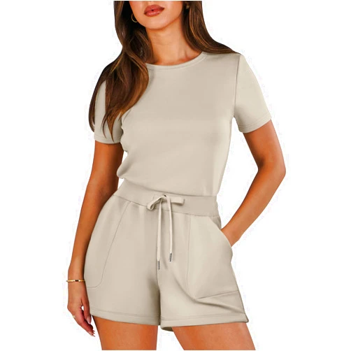 ANRABESS Romper for Women Short Sleeve Summer Tshirt One Piece Jumpsuit Beach Vacation Travel Outfits 2025 Dressy Clothes