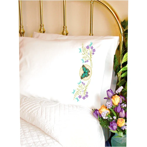 DIMENSIONS 72-73888 Butterfly Meadow Pillow Case, Stamped Cross Stich