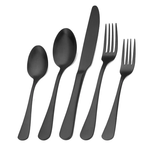 Sharecook Matte Black Silverware Set, Satin Finish 20-Piece Stainless Steel Flatware Set,Kitchen Utensil Set Service for 4,Tableware Cutlery Set for Home and Restaurant, Dishwasher Safe