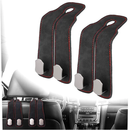 MMonDod 2 PCS Car Hooks for Headrest, Car Seat Back Storage Hook- Double Hook Holder for Convenient Storage,Bag Holder for Car,Car Purse Hook with Metal Hooks for Handbag,Grocery Bags