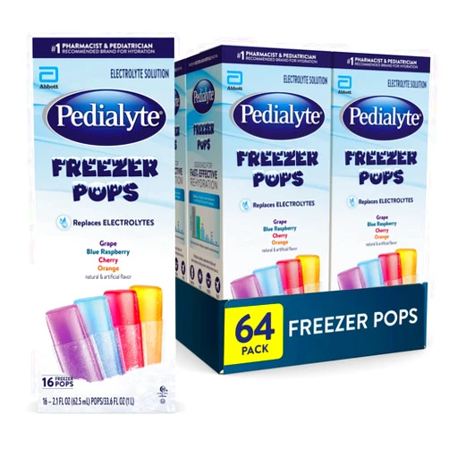 Pedialyte Electrolyte Solution Freezer Pops, Variety Pack, 16 Count (Pack of 4)