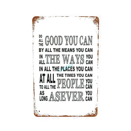 VinMea Do All The Good You Can Print John Wesley Quote Aluminum Metal Sign Vintage Bar Decor Garage Yard Signs Outdoor Sign, 8x12 Inches