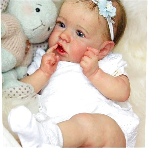 AFEWD Reborn Baby Dolls Girls, Cute 18 Inch Vinyl Reborn Baby Doll with Soft Weighted Cloth Body Realistic Newborn Toddler Handmade Weighted Vinyl Doll for Kids Age 3+