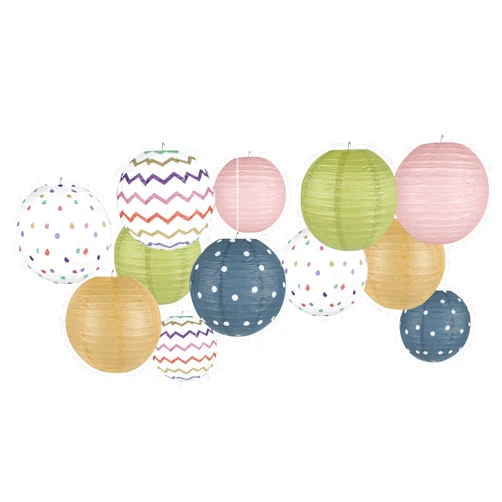 Justforjoyful 12pcs Classroom Decorations Paper Lanterns Set 8Inch Boho Hanging Paper Lanterns Ceiling Party Decorations Coloful Paper Lanterns for School Classroom Birthday Weeding Bridal Shower