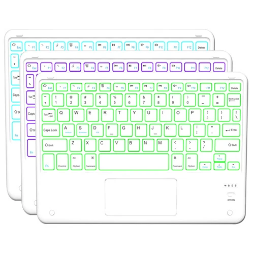 TOPIPRO Bluetooth Keyboard, Slim 7 Colors Backlit Wireless Bluetooth Keyboard with Touchpad Built in Rechargeable Battery for iOS Android Windows Tablets PC Smartphone