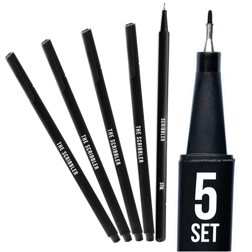 Scribbles That Matter Premium 0.7mm fineliner pen set of 5 | Smooth, Precise, Ergonomic Black Ink writing Pens for Journaling, Planning, Sketching