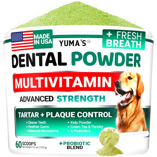 YUMA'S Advanced Dog Dental Powder, Breath Freshener with Multivitamin, Dog Teeth Cleaning, Bad Breath & Tartar and Plaque Off Remover for Dogs Probiotics lab co, Pet Oral Care - Vitamins and Supplements