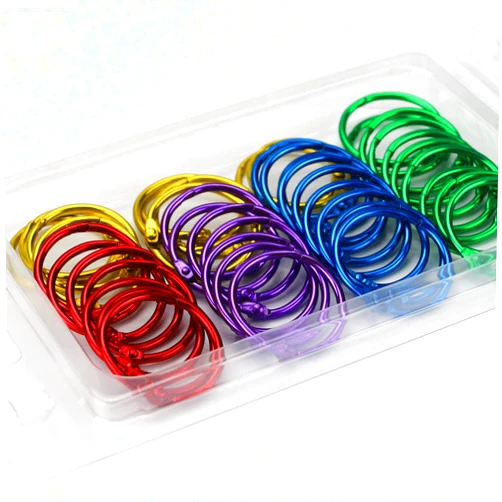 OWLKELA 1 Inch Binder Rings, Office Book Rings, Loose Leaf Rings, 50 Pcs Metallic Assorted Colors