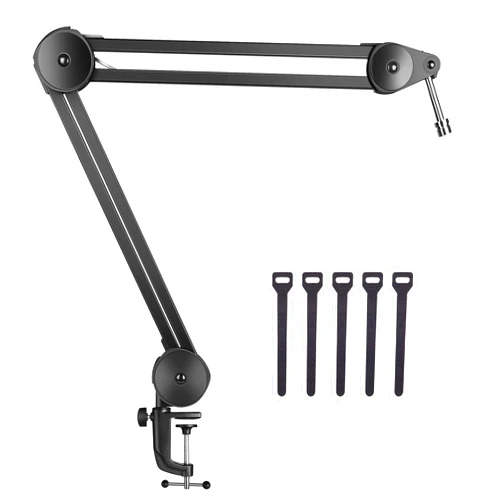 Puroma Microphone Arm Stand Adjustable Suspension Boom Scissor Arm Stand Upgraded Heavy Duty Microphone Stand with 5 Ties for Blue Yeti, Snowball, and Blue Yeti Nano (Medium)