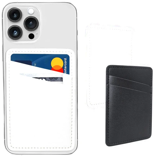 Limvory Phone Wallet Stick On, Leather Phone Card Holder, Credit Card Holder for Phone Case Compatible with iPhone, Samsung and Android - White, Black