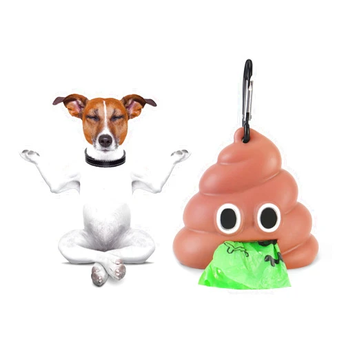 Gofortunepet Emoji dog poop bag dispenser with 1 roll biodegradable dog poop bags, Hands-free dog poop bag holder for leash, cute dog bag dispenser for leash, dog bag dispenser for leash