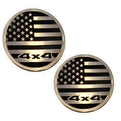 Muzzys (Set of Two) 4x4 Metal 3D American Flag Emblems 2.4