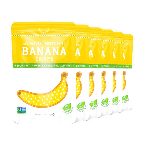 Nature's Turn Freeze-Dried Fruit Snacks, Banana Crisps, Pack of 6 (0.53 oz Each)