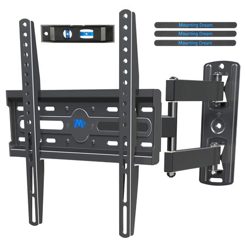 Mounting Dream TV Wall Mount Swivel and Tilt for Most 26-55 Inch TV, TV Mount Perfect Center Design, Full Motion TV Mount Bracket with Articulation, up to VESA 400x400mm, 60 lbs, MD2377