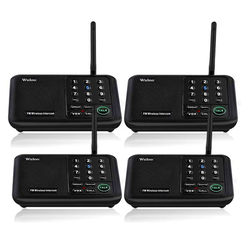 Wuloo Intercoms Wireless for Home 5280 Feet Range 10 Channel 3 Code, Wireless Intercom System for Home House Business Office, Room to Room Intercom, Home Communication System (4 Units Set, Black)