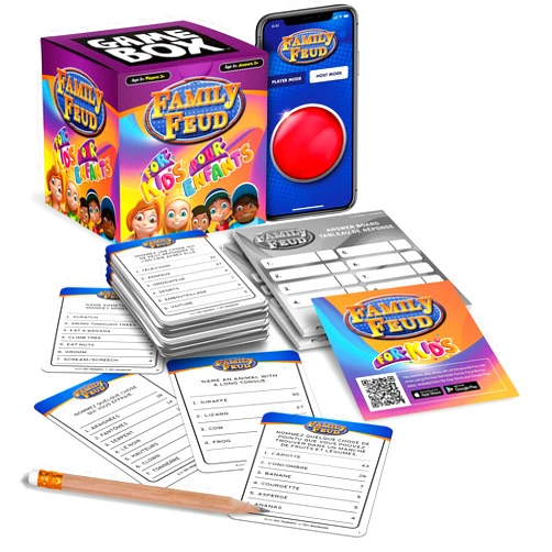 Imagination Gaming Family Feud Kids Edition Game Box, Kid-Friendly Questions, Complementary Sound Effects from The Show with Gamestar App, Easy Travel-Friendly Entertainment