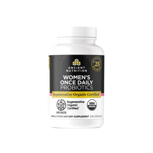 Ancient Nutrition Regenerative Organic Certified Probiotics for Women, Probiotics Women’s Once Daily, for Healthy Digestion and Immune System Function Support, 25 Billion CFUs* Per Serving, 30 Count
