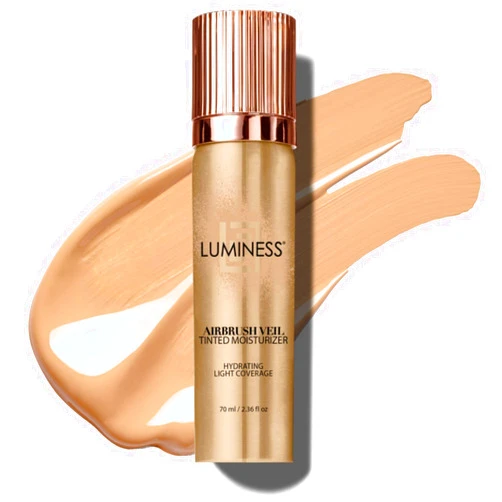 LUMINESS Airbrush Veil Tinted Moisturizer, Light Medium 030 - Lightweight, Hydrating, & Skin-Plumping Face Moisturizer Spray - Facial Skin Tint with Hyaluronic Acid, Ceramides, & Hydrolyzed Silk