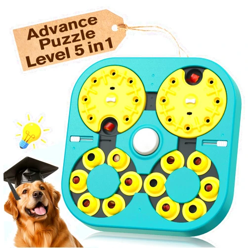 KADTC Advance Puzzle Toys for Smart Dog Level 5 in 1 Complicated Difficult Challenging Puzzles Small/Medium/Large Dogs Brain Mental Stimulation Puppy Boredom Busters Enrichment Interactive Game
