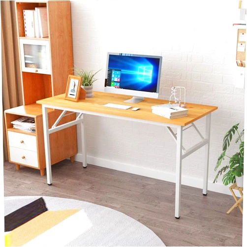 SogesGame 47 inches Computer Desk Folding Table Small Writing Desk Compact Desk Foldable Desk No Install Needed,Teak White,LP-AC5YW-120