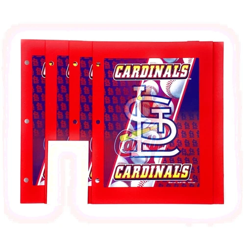 Generic Sports Team 2-Pocket 3D Folders with Multi-Purpose Labels, 4-Pack (Cardinals)