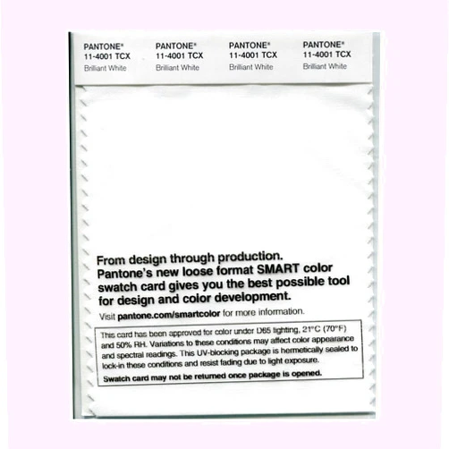 Pantone Cotton Swatch Card Color Standard, Color # 11-4001, Brilliant White