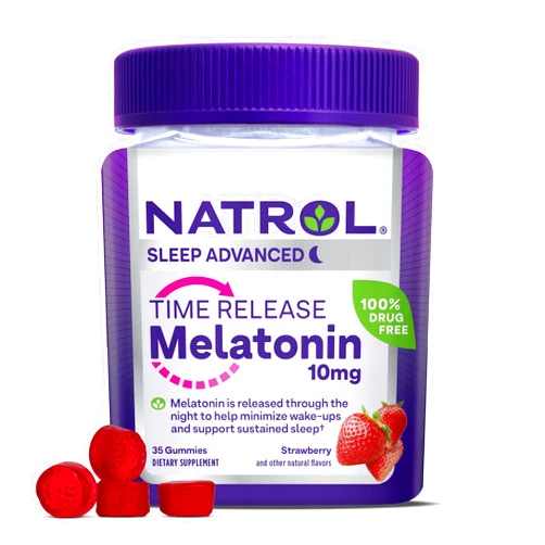 Natrol Time Release Melatonin 10 mg, Dietary Supplement for Restful Sleep, Sleep Gummies for Adults, 35 Strawberry-Flavored Melatonin Gummies, 35 Day Supply