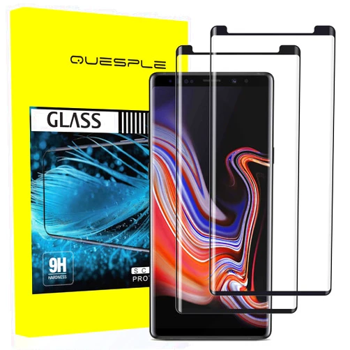 QUESPLE Galaxy Note 9 Screen Protector, 2 Pack Shatterproof Premium Tempered Glass Film for Samsung Galaxy Note 9/ 3D Curved/Easy Installation/Case-Friendly