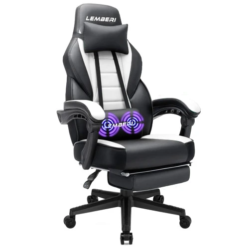 LEMBERI Gaming Chairs with Footrest,Ergonomic Video Game Chairs for Adults,Big and Tall Gaming Chair 400lb Weight Capacity, Racing Style Gaming Computer Gamer Chair with Headrest and Lumbar Support