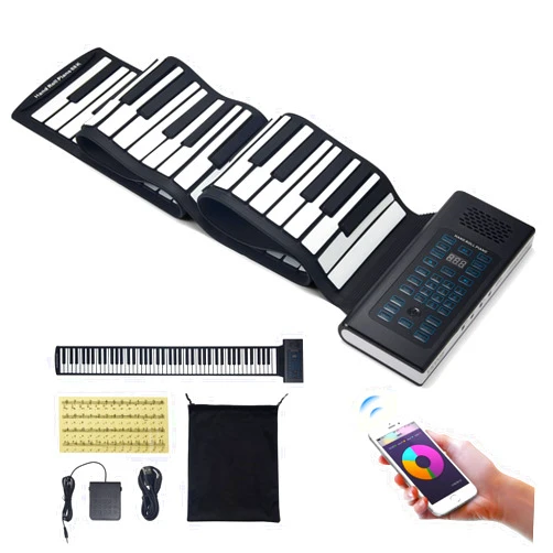 VEVOR, 88-Key Rhythms, 128 Tones Portable Electric Digital Hand Roll Piano with Rechargeable Battery 2W Speaker LED Display 5 Ports MIDI Function, for Kids Beginners Adults (BR-A-88)