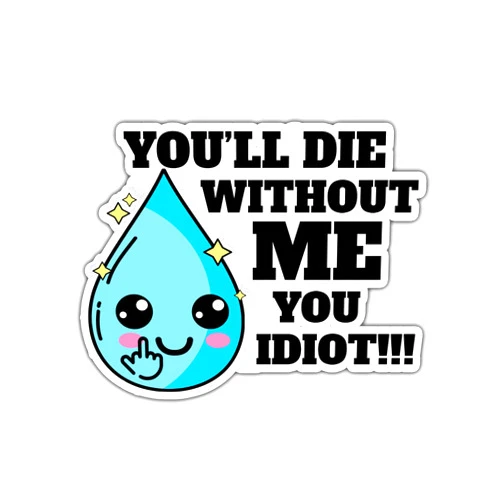 2024STICKER (3pcs) Hydration Sticker You_ll Die Without Me You Idiot Sticker for Kids, Water Bottle Stickers Waterproof Vinyl Phone Decal, Skateboard Stickers, Book Sticker(3in)