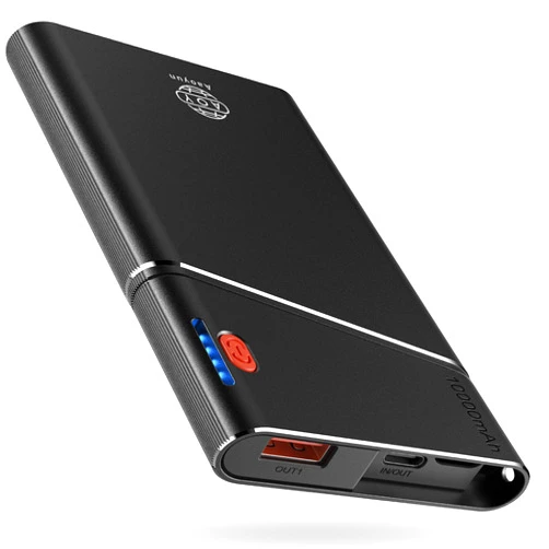 Aaoyun Portable Charger Power Bank, 10000mAh 22.5W PD Super Fast Charging with in&Output USB C for Travel, Slim External Battery Pack for iPhone 16/15/14 iPad Samsung S24 Android etc, Black
