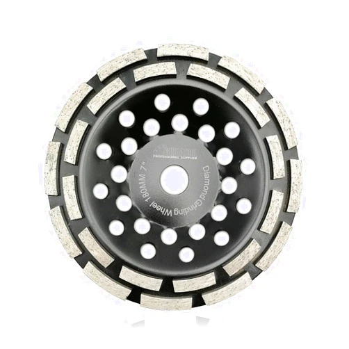 SHDIATOOL 7 Inch Double Row Diamond Grinding Cup Wheel for Concrete Granite Marble Masonry Brick Fits 7/8 Inch Arbor
