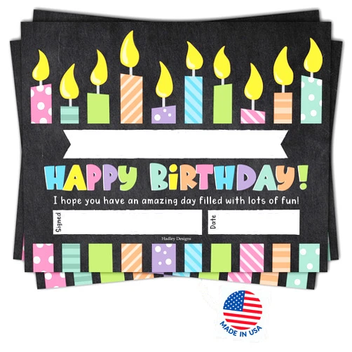 Hadley Designs 25 Colorful Happy Birthday Certificates for Kids Classroom Birthday Gifts - Birthday Awards for Students, Birthday Awards Classroom Supplies for Teachers Elementary