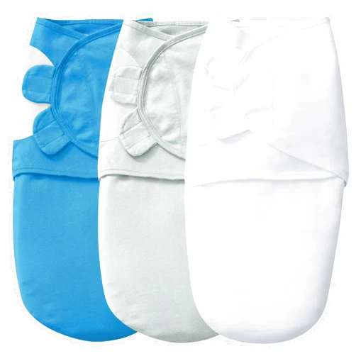 david's kids 100% Cotton 3 Pack Baby Swaddle Wrap for 0-3 Months, Soft Swaddle Blanket for Newborn Infant, Adjustable Baby Wrap Sleep Sacks for Boys Girls, Newborn Essentials, White & Grey & Blue