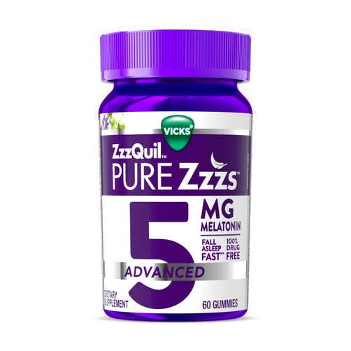 Vicks ZzzQuil Pure Zzzs Melatonin Gummies, Melatonin 5mg, Sleep Aid, with Chamomile & Lavender, Melatonin Sleep Gummies, Sleep Aids for Adults, Berry Flavored, 60 Sleep Gummies