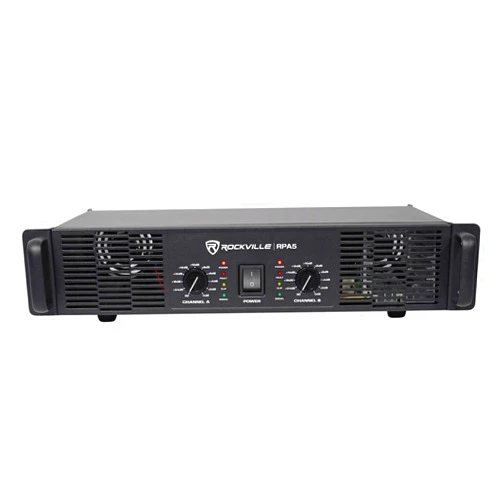 Rockville RPA5 2-Channel Power Amplifier, 200W RMS @ 4 Ohm, 1000W Peak, Stereo/Mono Switch, Built-in Crossover, for DJs, Live Sound, and Pro Audio
