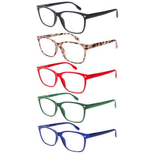 COJWIS 5 Pack Reading Glasses for Women, Blue Light Blocking Fashion Spring Hinge Readers-Anti Eyestrain Lightweight Readers