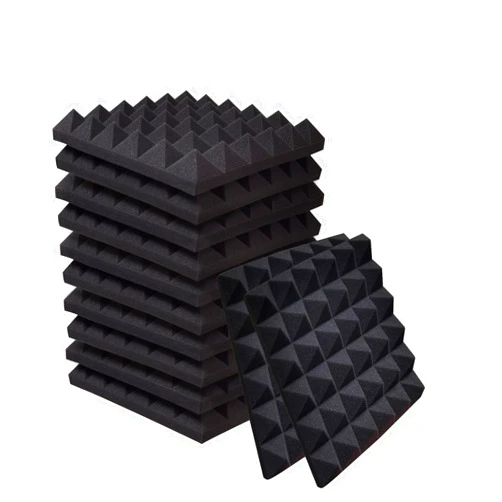 Ikaufen 48 Pack Pyramid Designed Acoustic Foam Panels, 12 x 12 x 2 Inches Sound Proof Foam Panels, High Density and Fire Resistant Acoustic Panels, Sound Panels, Studio Foam for Wall and Ceiling