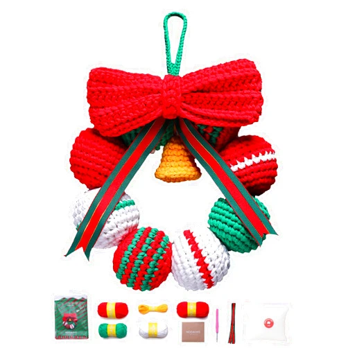Mooaske Crochet Kit for Beginners with Crochet Yarn and Hook - Beginner Crochet Kit for Adults with Step-by-Step Video Tutorials - Knitting Kit Model Christmas Wreaths