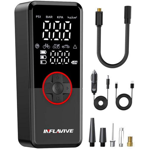 InflaVive Tire Inflator Portable Air Compressor, Electric Air Pump for Car Tires with Pressure Gauge, 3X Faster Portable Tire Inflator for Car with Deflation Mode, 150PSI Bike Tire Pump for Car, Motor Bike Ball