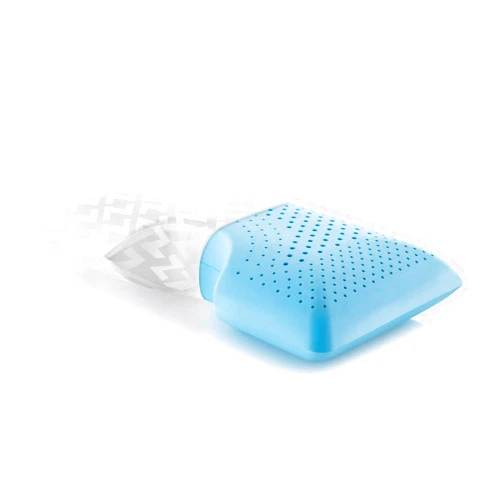 MALOUF Z Shoulder Zoned Dough Memory Foam Pillow - Gel Infused - Premium Tencel Cover - 5 Year U.S. Warranty - Mid Loft - Queen, Blue