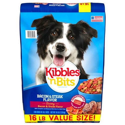 Kibbles 'n Bits Savory Bacon & Steak Flavor Dry Dog Food, 16 lb. Bag