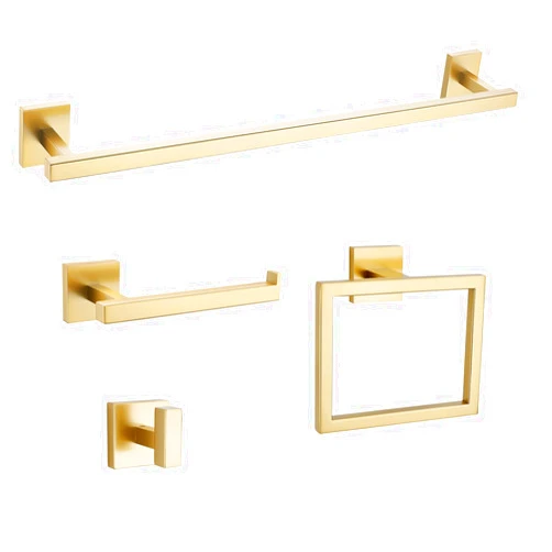 Lairuier Brushed Gold 4 Pieces Bathroom Hardware Set, 23.62 inches Stainless Steel Wall Mounted Bathroom Hardware Accessories Set