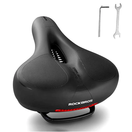 ROCKBROS Bike Seat Cushion for Men Women with Dual Shock Absorbing Ball Memory Foam - Ergonomic Bike Saddle, Handle for Easy Transport Soft Wide Waterproof Exercise Bicycle Seat for Peloton, Road Bike